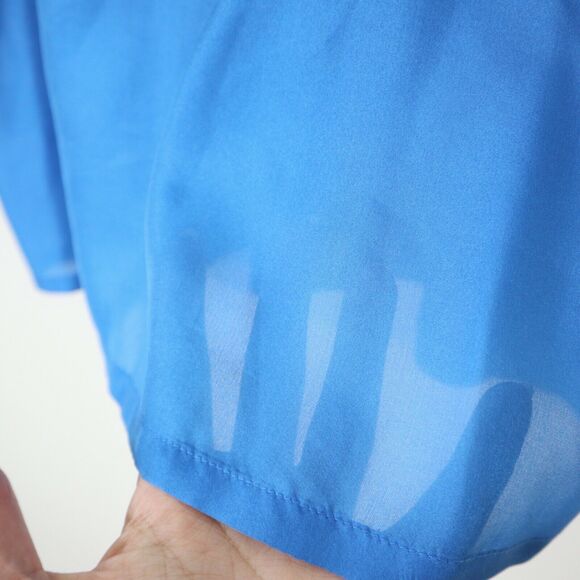 Eileen Fisher Size PS Silk Charmeuse Linen Knit Top Blue V Neck - Picture 11 of 12